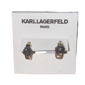 Karl Lagerfeld Black and Gold Hoop Earrings